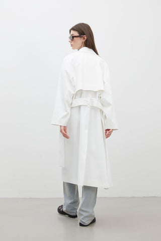 Oversize Wide Collar Trench Coat Ecru