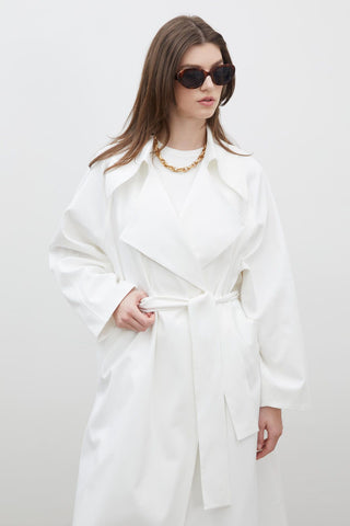 Oversize Wide Collar Trench Coat Ecru