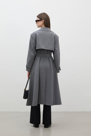 Paris Oversize Double-Breasted Trench Coat Grey