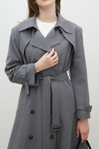 Paris Oversize Double-Breasted Trench Coat Grey