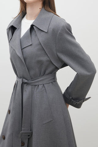 Paris Oversize Double-Breasted Trench Coat Grey