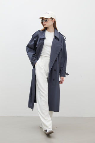 Copenhagen Oversize Trench Coat Navy Blue