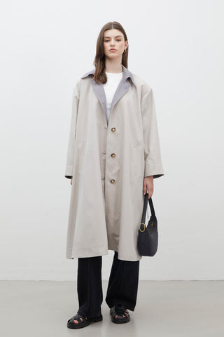 Milan Oversize Trench Coat Light Grey