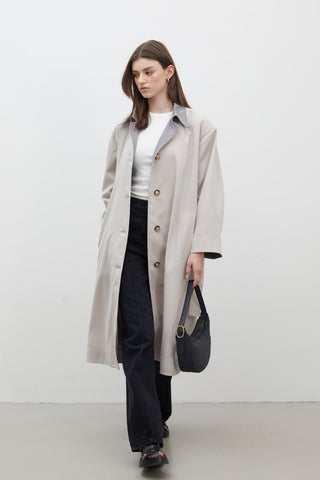 Milan Oversize Trench Coat Light Grey