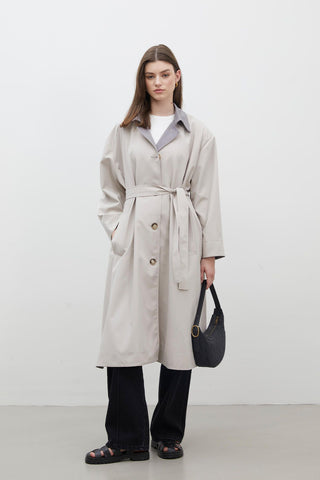 Milan Oversize Trench Coat Light Grey