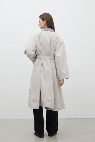 Milan Oversize Trench Coat Light Grey