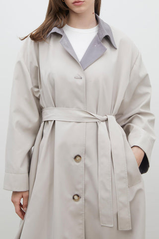 Milan Oversize Trench Coat Light Grey