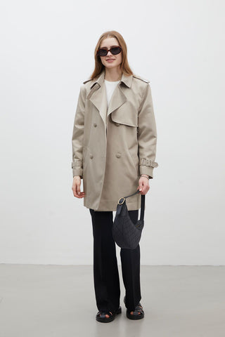 Chelsea Double-Breasted Trench Coat Sand