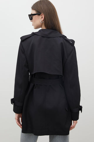 Chelsea Double-Breasted Trench Coat Black