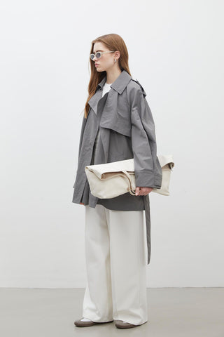 Lisbon Oversize Short Trench Coat Grey