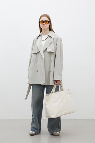 Lisbon Oversize Kısa Trençkot Yeşil