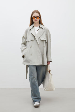 Lisbon Oversize Short Trench Coat Green