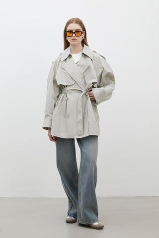 Lisbon Oversize Short Trench Coat Green