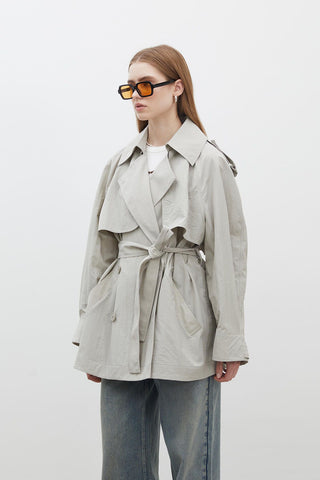 Lisbon Oversize Short Trench Coat Green