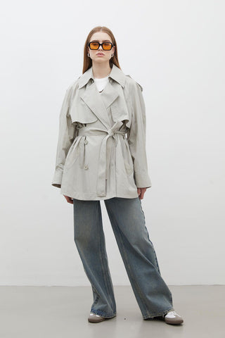 Lisbon Oversize Short Trench Coat Green