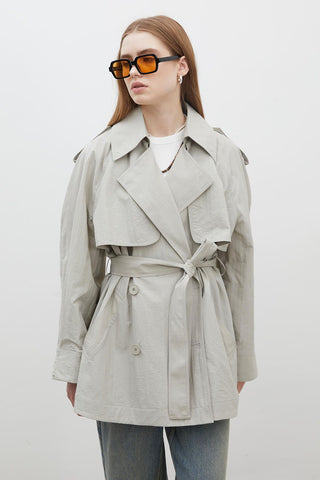 Lisbon Oversize Short Trench Coat Green