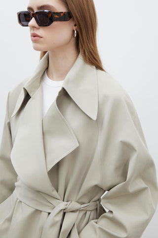 Oversize Wide Collar Trench Coat Green