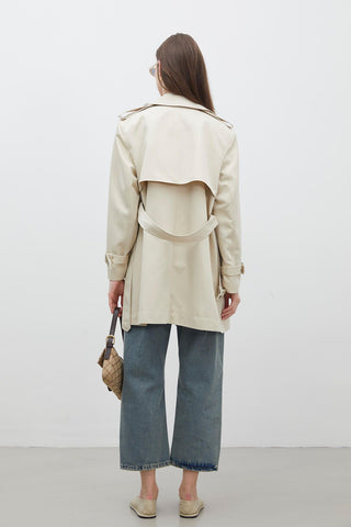 Chelsea Double-Breasted Trench Coat Beige