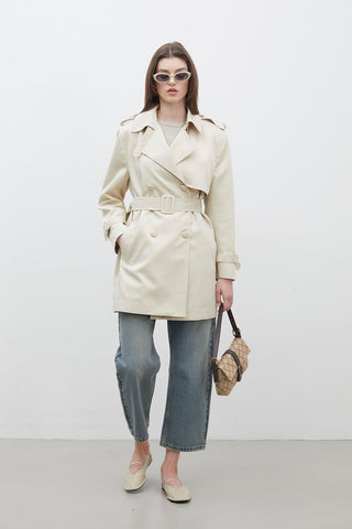 Chelsea Double-Breasted Trench Coat Beige