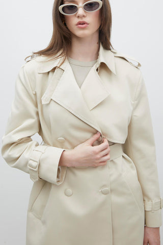 Chelsea Double-Breasted Trench Coat Beige