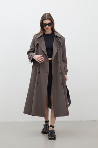 Paris Oversize Double-Breasted Trench Coat Mink