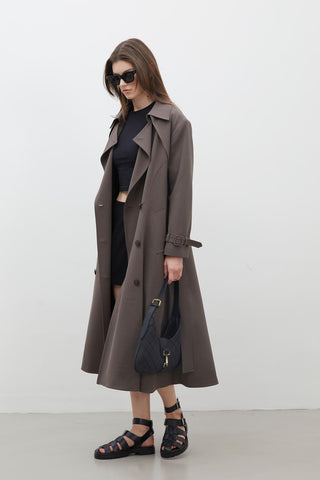 Paris Oversize Double-Breasted Trench Coat Mink