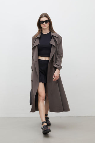 Paris Oversize Double-Breasted Trench Coat Mink