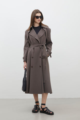 Paris Oversize Double-Breasted Trench Coat Mink