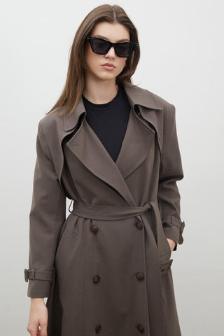 Paris Oversize Double-Breasted Trench Coat Mink