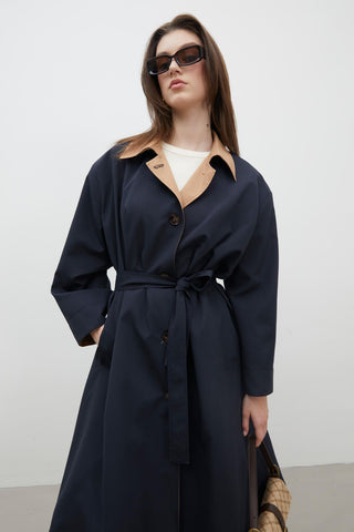 Milan Oversize Trench Coat Navy