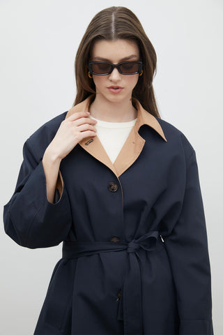 Milan Oversize Trench Coat Navy