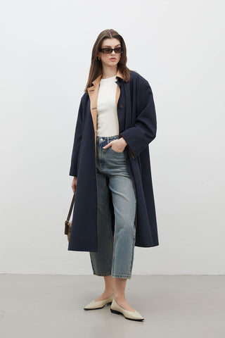 Milan Oversize Trench Coat Navy