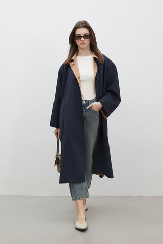 Milan Oversize Trench Coat Navy