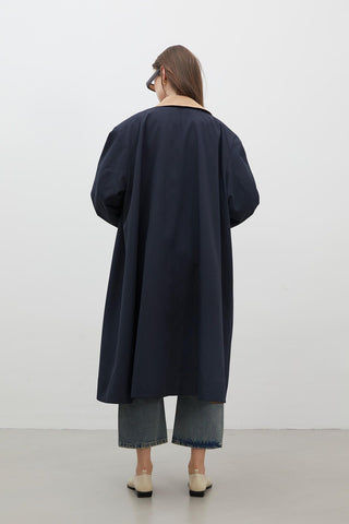 Milan Oversize Trench Coat Navy