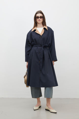 Milan Oversize Trench Coat Navy