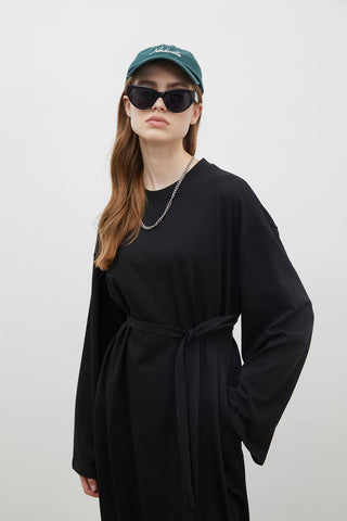 Oversize Pamuklu Elbise Siyah