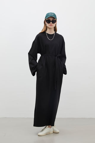 Oversize Pamuklu Elbise Siyah