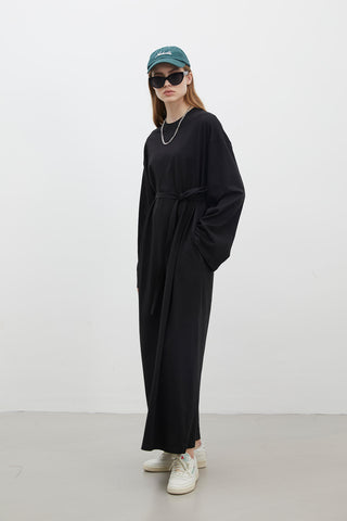 Oversize Pamuklu Elbise Siyah