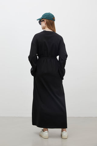 Oversize Pamuklu Elbise Siyah
