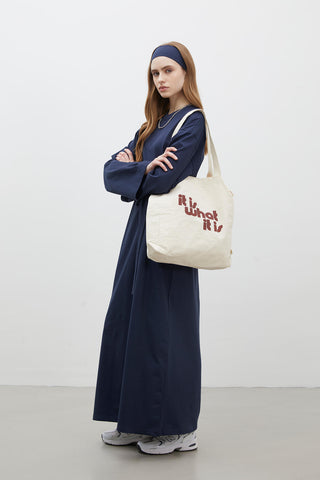 Oversize Pamuklu Elbise Lacivert
