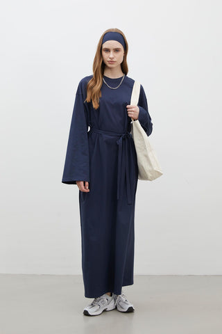 Oversize Cotton Dress Navy Blue