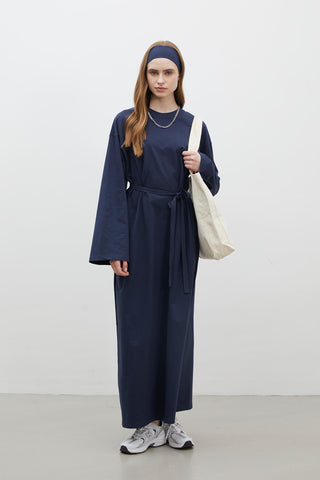 Oversize Pamuklu Elbise Lacivert
