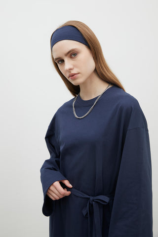 Oversize Pamuklu Elbise Lacivert