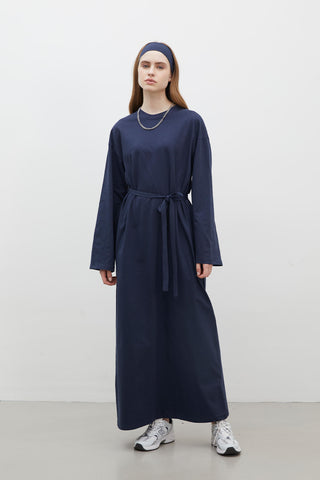 Oversize Pamuklu Elbise Lacivert