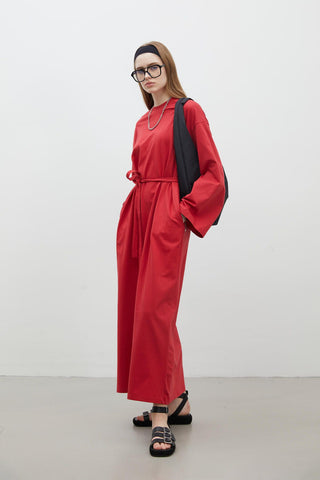 Oversize Cotton Dress Red