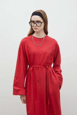 Oversize Cotton Dress Red