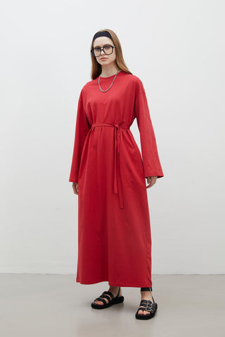 Oversize Cotton Dress Red