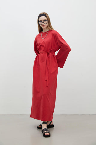 Oversize Cotton Dress Red