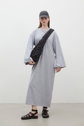 Oversize Cotton Dress Grey Melange