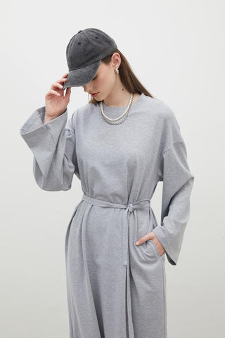 Oversize Cotton Dress Grey Melange